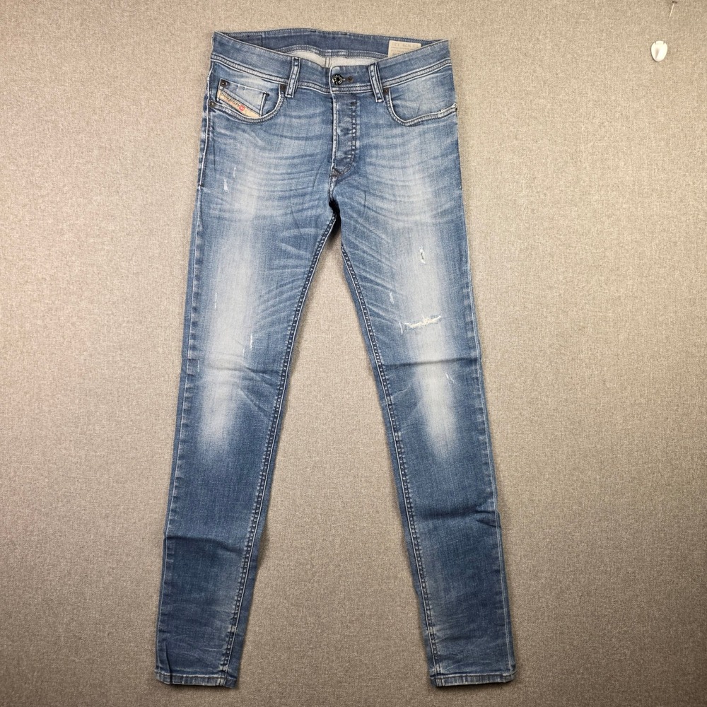 Diesel Sleenker Old Money Jeans Mens 29 Medium Wash Distressed Stretch Denim Y2K